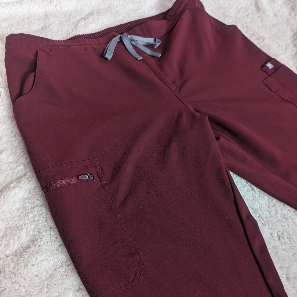 Figs Large Burgundy Yola Skinny Scrub Pants